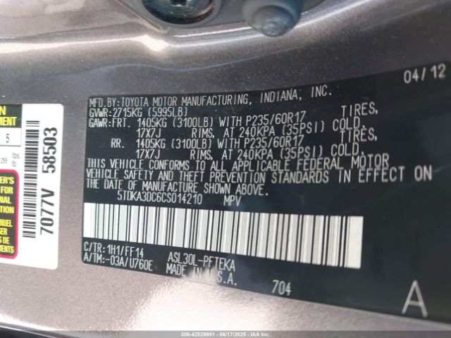 2012 TOYOTA SIENNA 5TDKA3DC6CS014210 Photo 8