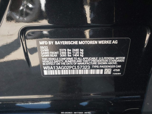 WBA13AG02PCL57323 BMW 530e