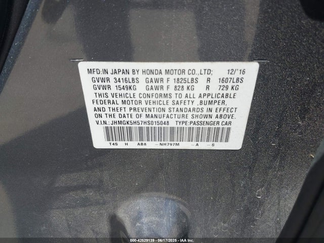 JHMGK5H57HS015048 Honda l15b1/l15b3