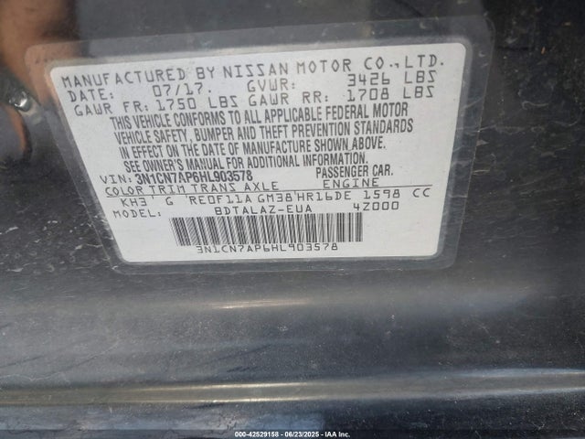 3N1CN7AP6HL903578 Nissan 2017