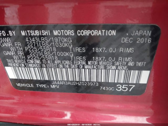 2017 MITSUBISHI OUTLANDER SPORT JA4AR3AU2HZ023973 Photo 8