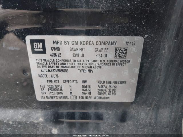 2020 CHEVROLET TRAX KL7CJKSB2LB086759 Photo 8