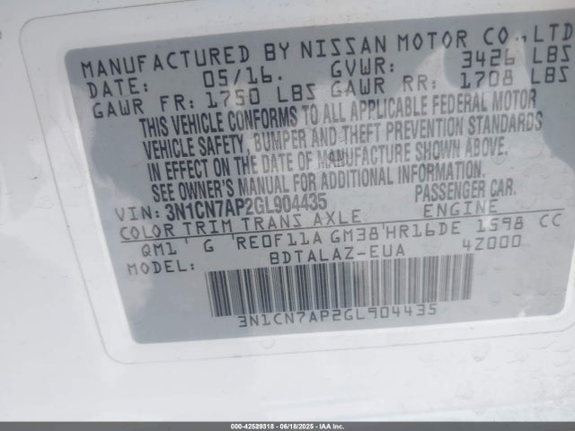 Nissan 2016 2016 3N1CN7AP2GL904435 Image 9