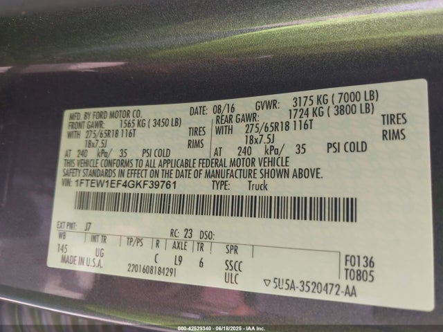 Ford F-150 2016 1FTEW1EF4GKF39761 Image 9