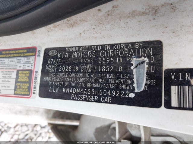 KNADM4A33H6049222 KIA 2017