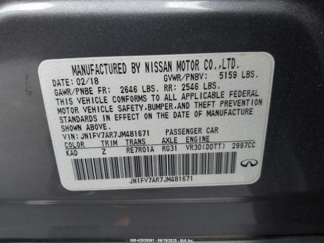2018 INFINITI Q50 JN1FV7AR7JM481671 Photo 8