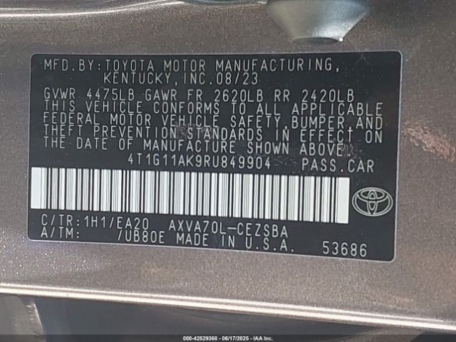 2024 TOYOTA CAMRY 4T1G11AK9RU849904 Photo 8