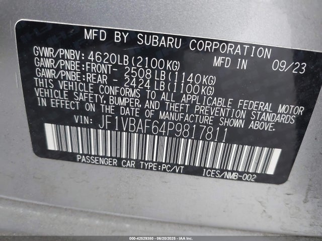 JF1VBAF64P9817811 Subaru dib
