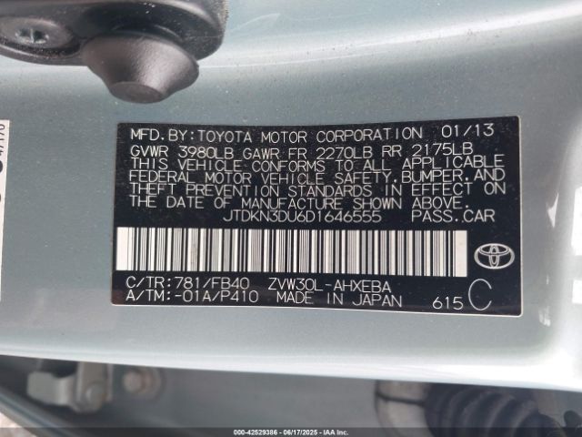 2013 TOYOTA PRIUS JTDKN3DU6D1646555 Photo 8