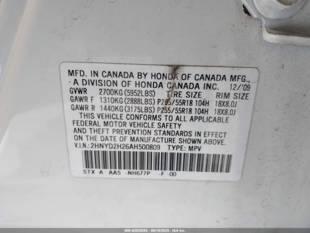 2010 ACURA MDX 2HNYD2H26AH500809 Photo 8