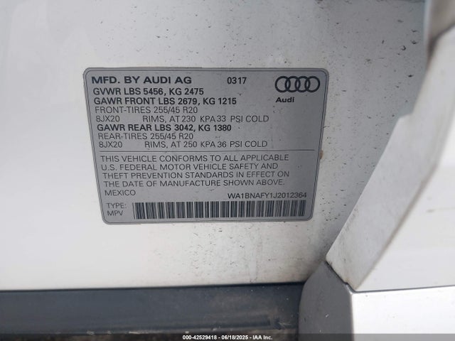 2018 AUDI Q5 WA1BNAFY1J2012364 Photo 8