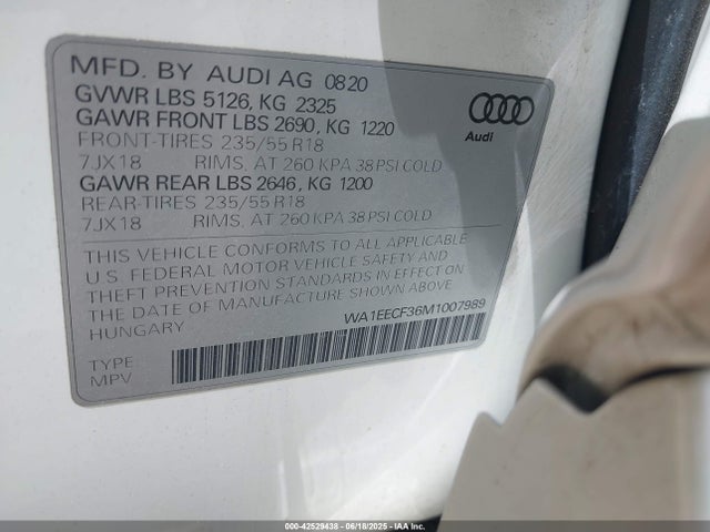 Audi 45 tfsi 2.0t 2021 WA1EECF36M1007989 Image 9