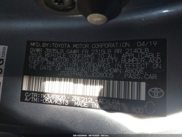 2020 TOYOTA COROLLA JTDEPRAE7LJ028005 Photo 8