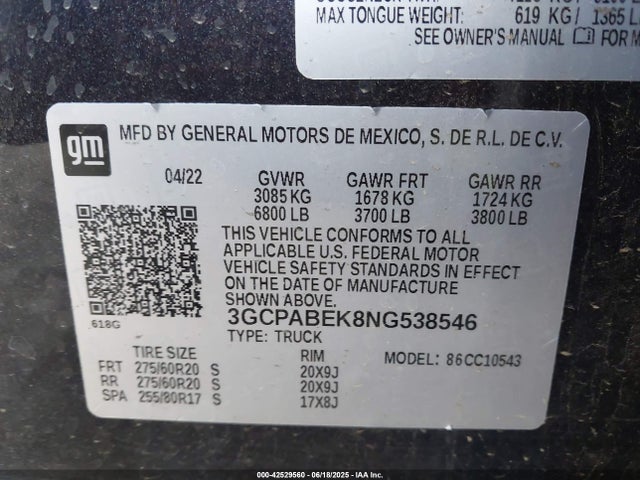 3GCPABEK8NG538546 Chevrolet l3b