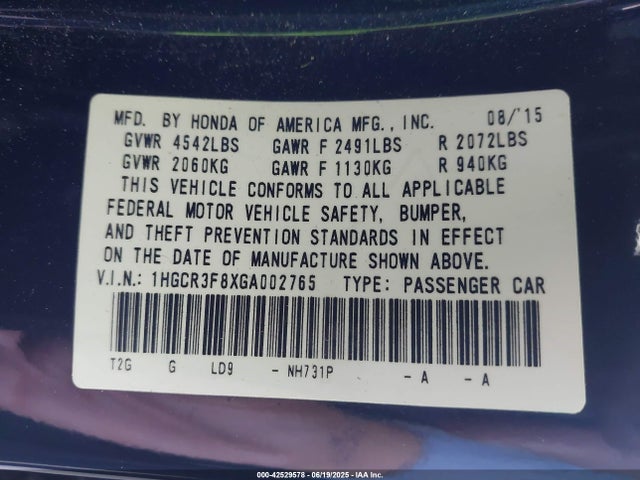 1HGCR3F8XGA002765 Honda j35y1