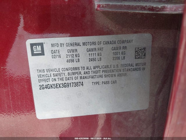 Buick ltg - sidi, alum, vvt, e85 max 2016 2G4GK5EX3G9173874 Image 9
