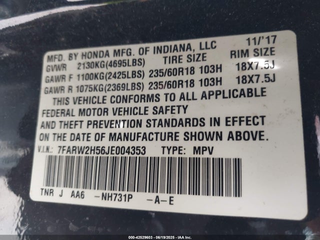 Honda l15be 2018 7FARW2H56JE004353 Image 9