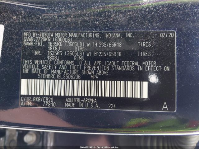 5TDHBRCH9LS506236 Toyota a25a-fxs, 5nm+4nm