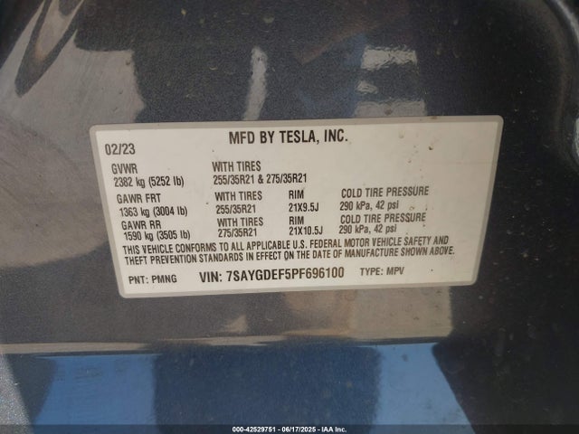 2023 TESLA MODEL Y 7SAYGDEF5PF696100 Photo 8