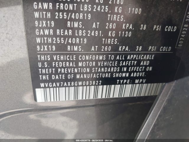 2016 VOLKSWAGEN TIGUAN WVGAV7AX8GW083822 Photo 8