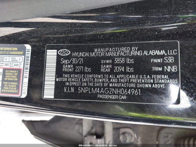 5NPLM4AG2NH064961 Hyundai mpi nu pe