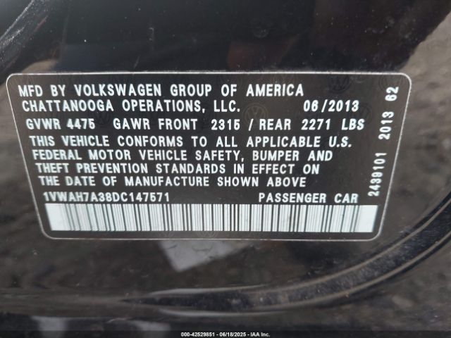 2013 VOLKSWAGEN PASSAT 1VWAH7A38DC147571 Photo 8