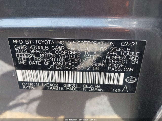 JTHGZ1B2XM5042188 Lexus 2gr-fks