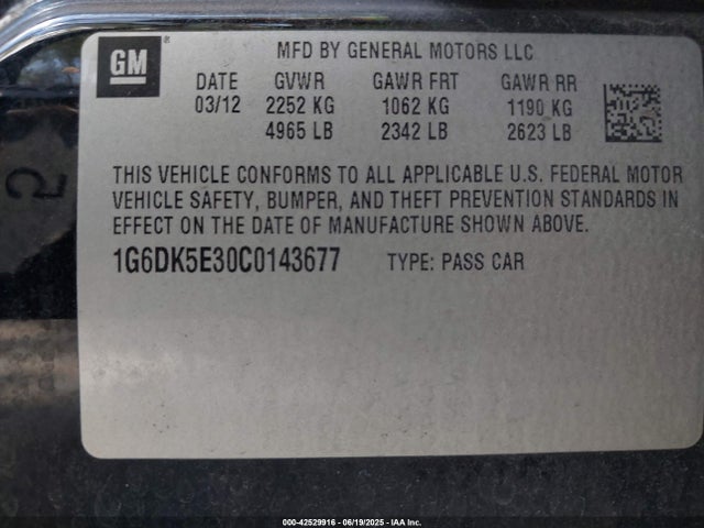 2012 CADILLAC CTS 1G6DK5E30C0143677 Photo 8