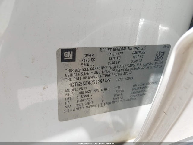 1GTG5CEA8G1287787 GMC lcv - sidi; dcvcp; vvt; e85 max, e0-e100, alum