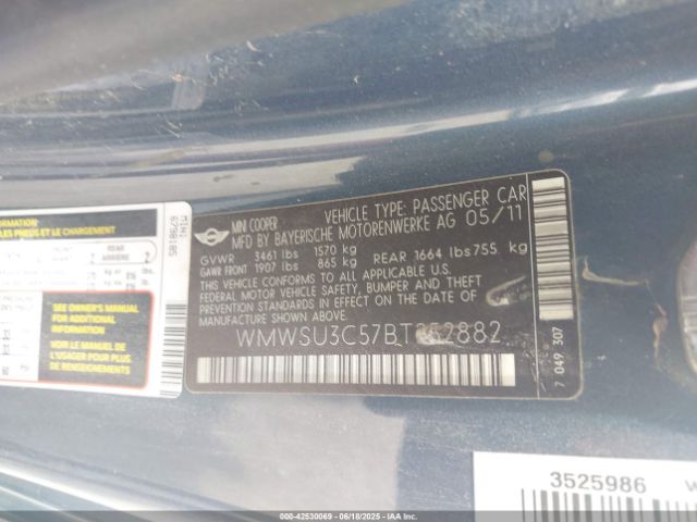 2011 MINI COOPER WMWSU3C57BT252882 Photo 8