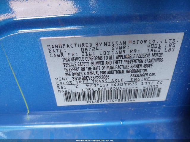 3N1AB8CV3SY223066 Nissan 2025