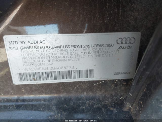 2011 AUDI A4 WAUWFAFL3BA065273 Photo 8