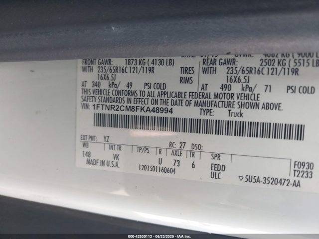 1FTNR2CM8FKA48994 Ford Transit