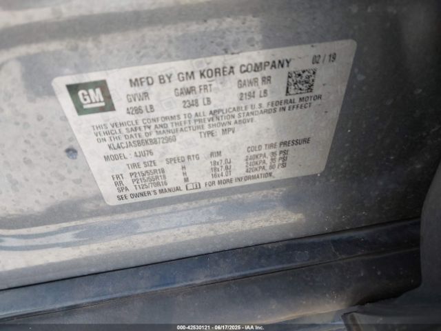 KL4CJASB6KB872960 Buick luv: mfi, variable valve timing, alum, e85 max