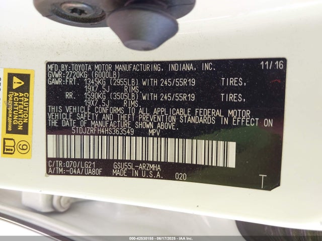 5TDJZRFH4HS363549 Toyota 2gr-fks
