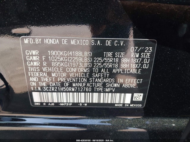 3CZRZ1H50RM712760 Honda k20z5