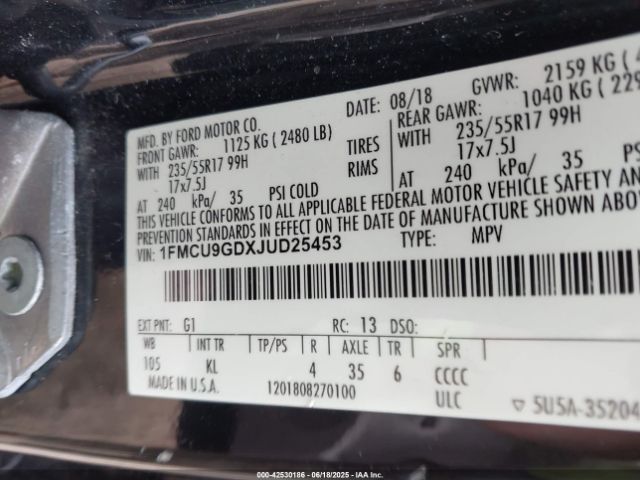 2018 FORD ESCAPE 1FMCU9GDXJUD25453 Photo 8