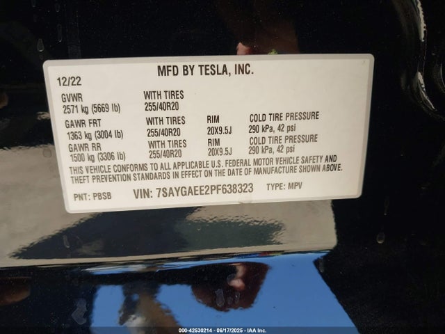2023 TESLA MODEL Y 7SAYGAEE2PF638323 Photo 8