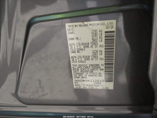 5N1AZ2MH5HN112633 Nissan 2017