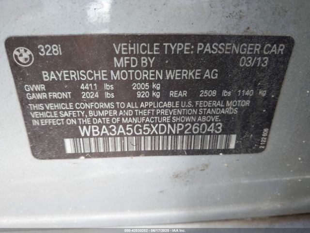2013 BMW 328I WBA3A5G5XDNP26043 Photo 8