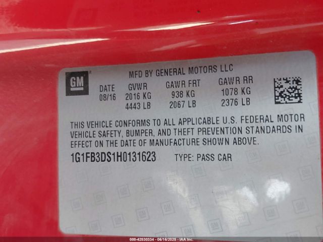 2017 CHEVROLET CAMARO 1G1FB3DS1H0131623 Photo 8