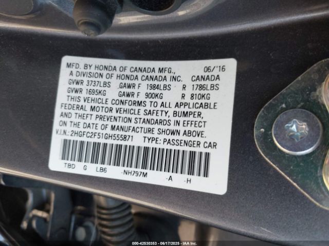 2HGFC2F51GH555871 Honda k20c2