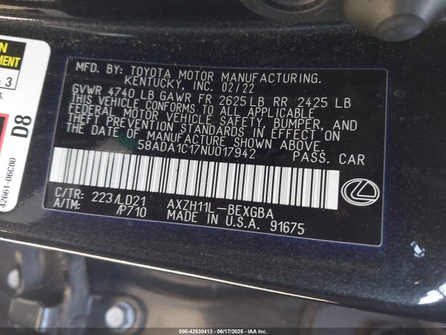 Lexus a25a-fxs, 3nm 2022 58ADA1C17NU017942 Image 9