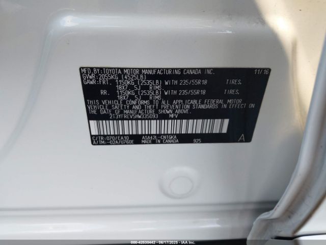 2T3YFREV5HW335093 Toyota 2ar-fe