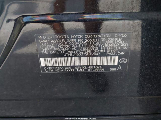 2007 LEXUS ES 350 JTHBJ46G372012447 Photo 8