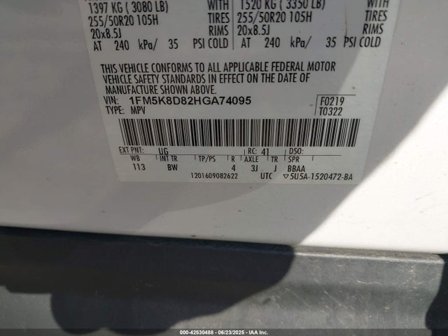 Ford 3.5l ti-vct 2017 1FM5K8D82HGA74095 Image 9