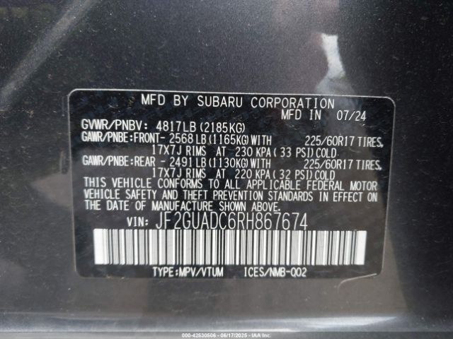 2024 SUBARU CROSSTREK JF2GUADC6RH867674 Photo 8