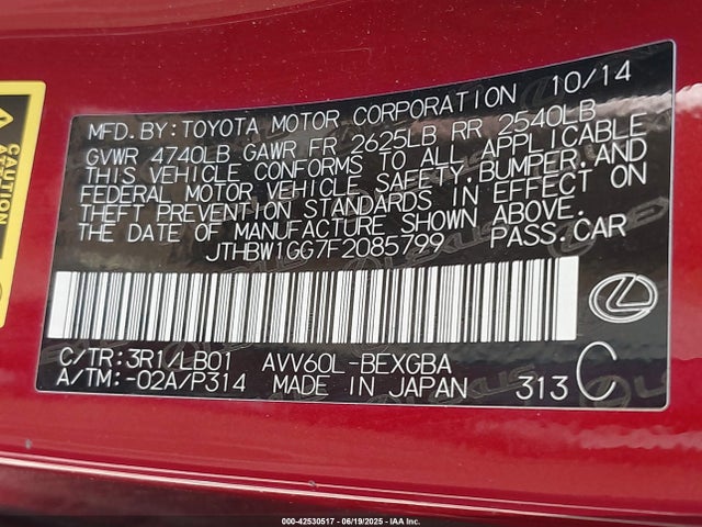 JTHBW1GG7F2085799 Lexus 2ar-fxe, 2jm