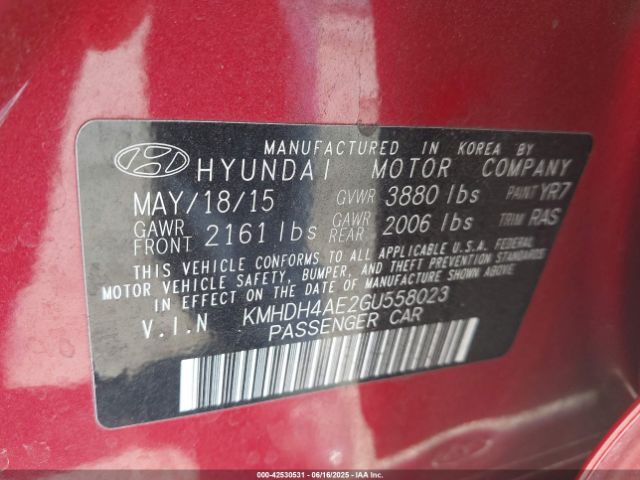 KMHDH4AE2GU558023 Hyundai dohc mpi nu