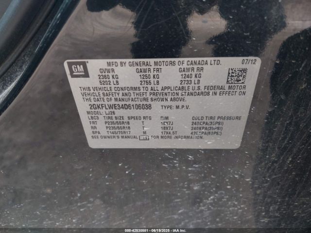 2013 GMC TERRAIN 2GKFLWE34D6106038 Photo 8